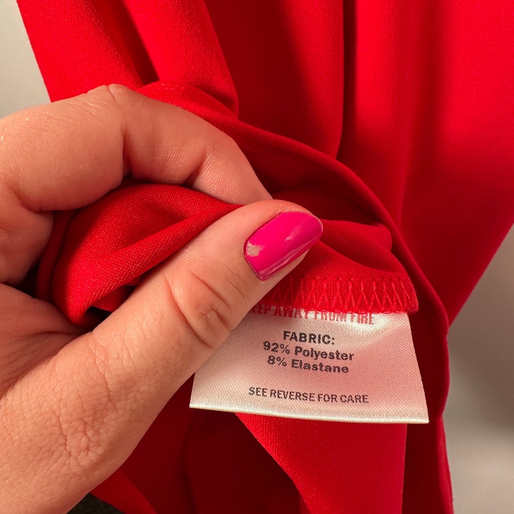 Red Off the Shoulder Twist Front Dress Wedding Guest Cocktail Party Size 6 - Picture 7 of 9